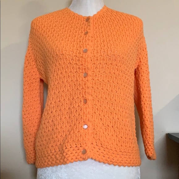 Vintage Orange Cardigan Sweater - Picture 1 of 8